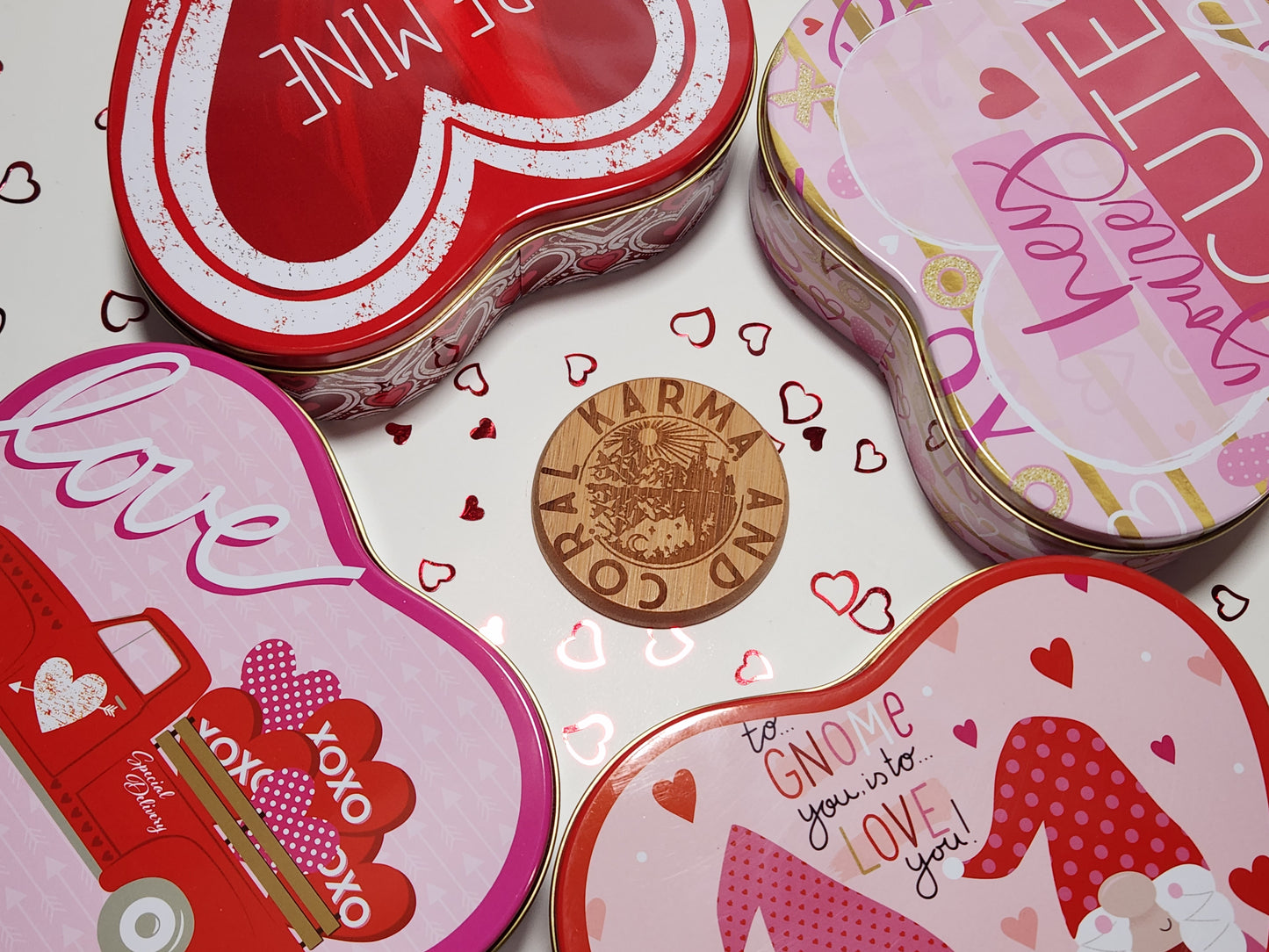 Crystal Heart Valentine filled tins