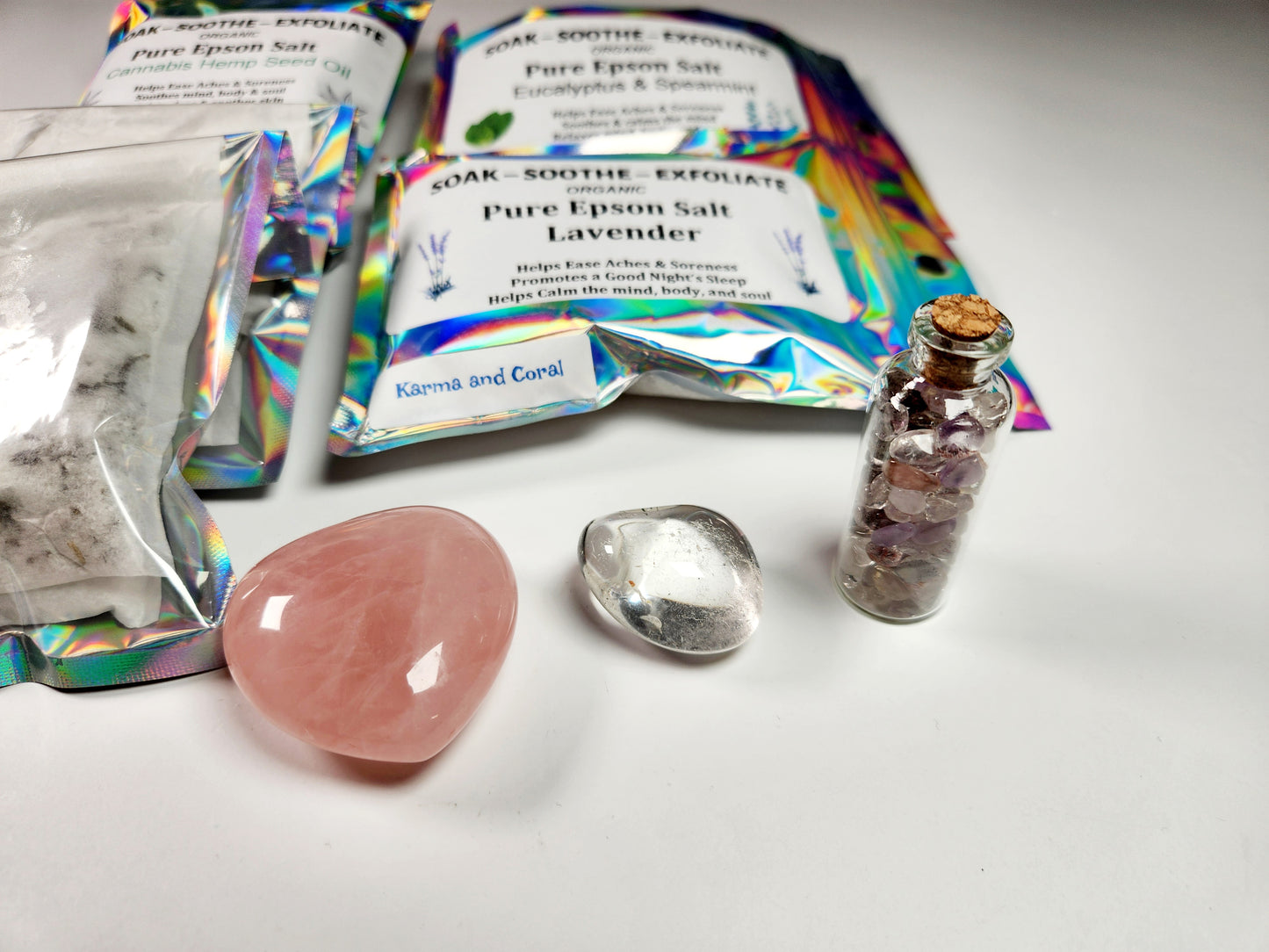 Self Care Crystal & Organic Epsom Salt Tea Bag Bath Sets